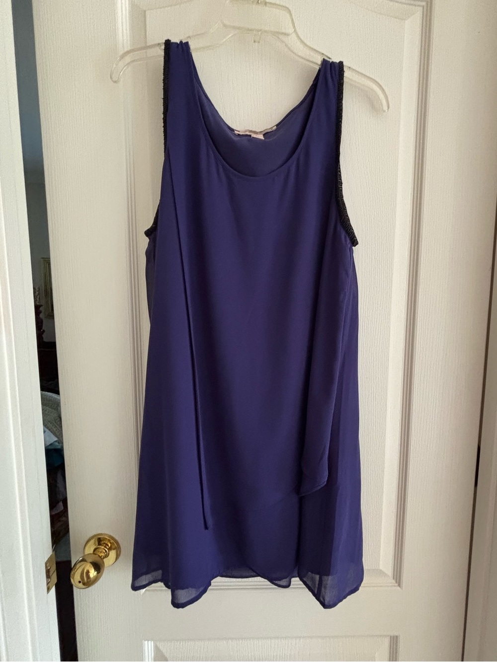 Forever 21 Purple chiffon mini dress sz Large black bead embellished flowy y2k